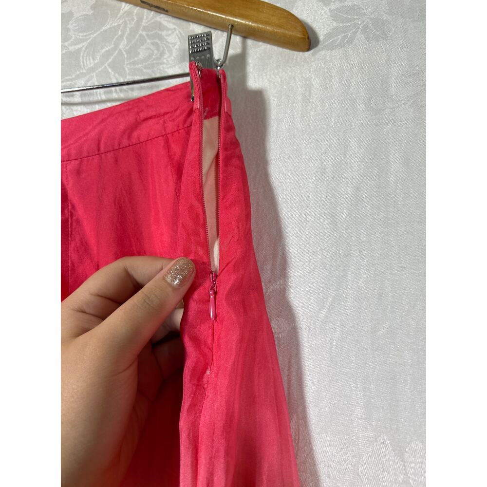 WD NY Skirt 10 100% Silk Pink Yellow Blue Dip Dye Pleated A Line Lined - Picture 2 of 7